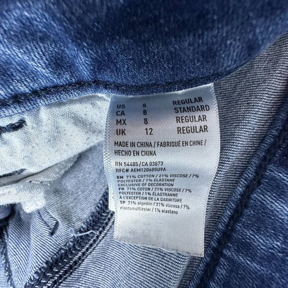 American Eagle Outfitters Skinny Jeans Womens Size 12 Distressed Mid Rise Blue - Picture 7 of 13